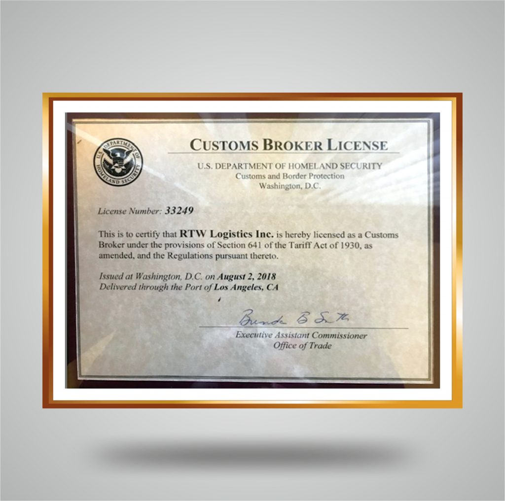 Our Certificates RTW Logistics